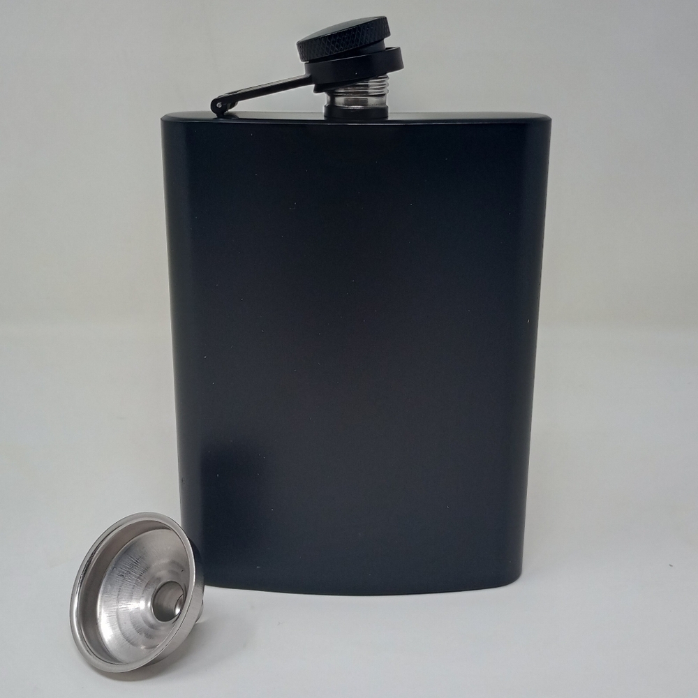 New black stainless steel flask 8oz